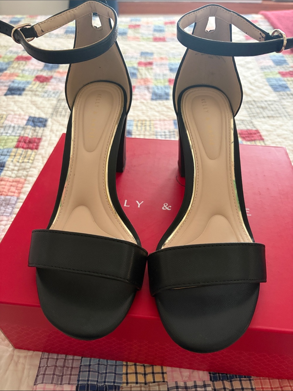 Black Ankle-Strap Block Heels - Kelly & Katie